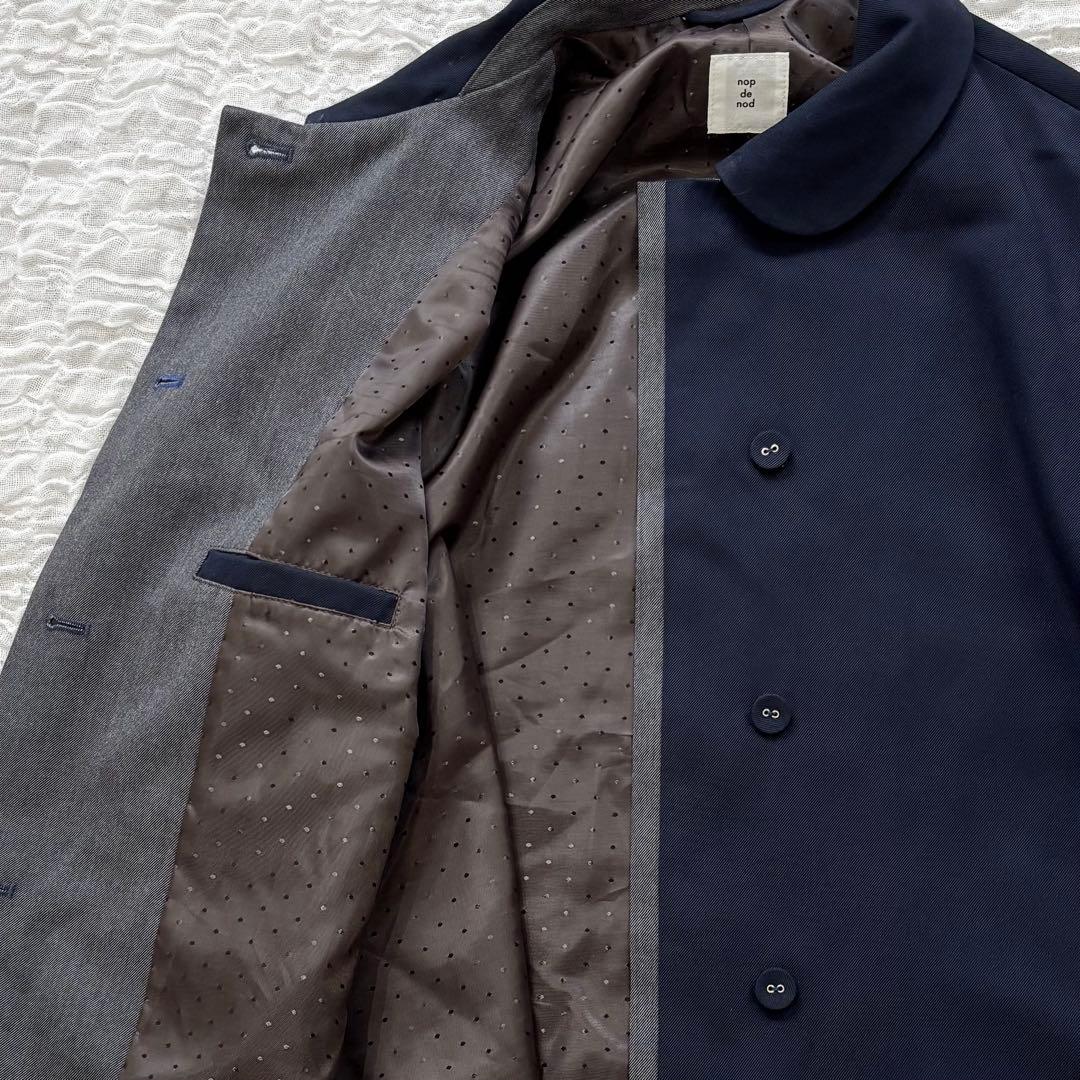 【nop de nod 】ギャバジャケット　丸襟　濃紺　M