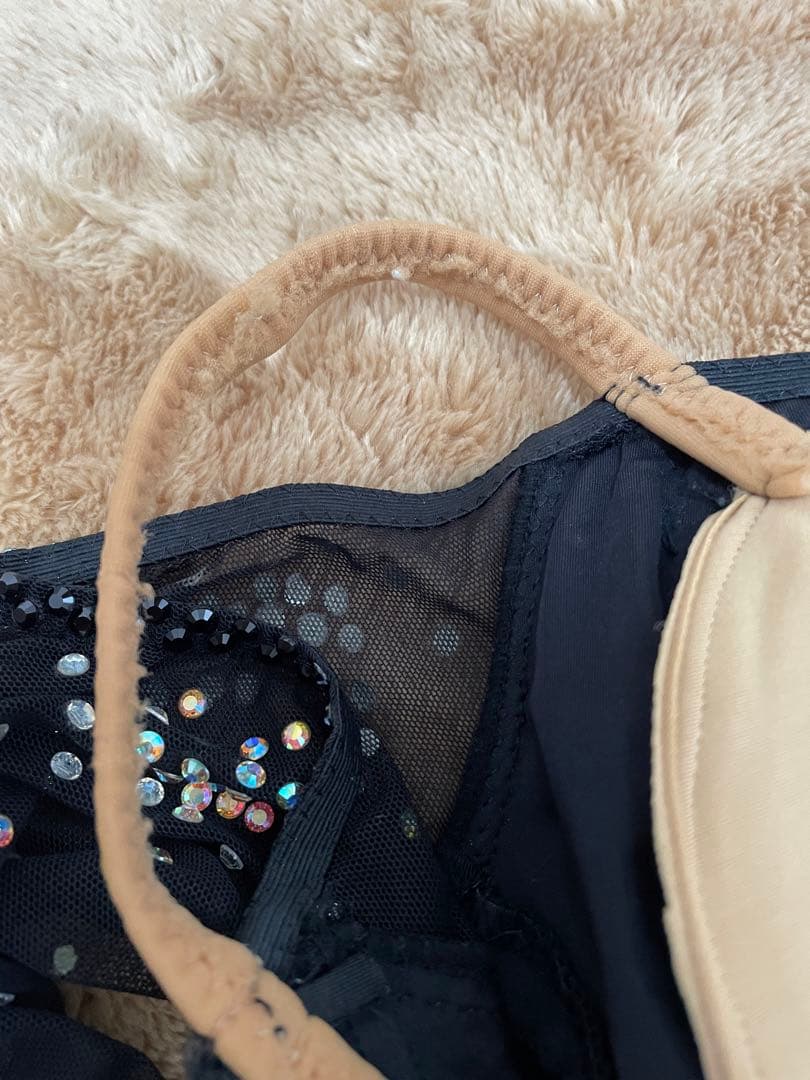 社交ダンス　ドレス　ストーン　ビジュー　黒　白　ゼブラ　Ｌサイズ