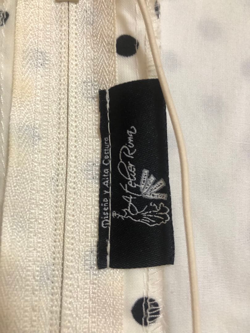 マンサニージャフラメンコ衣装ワンピース　リマ　総丈128cm アイボリーに黒水玉