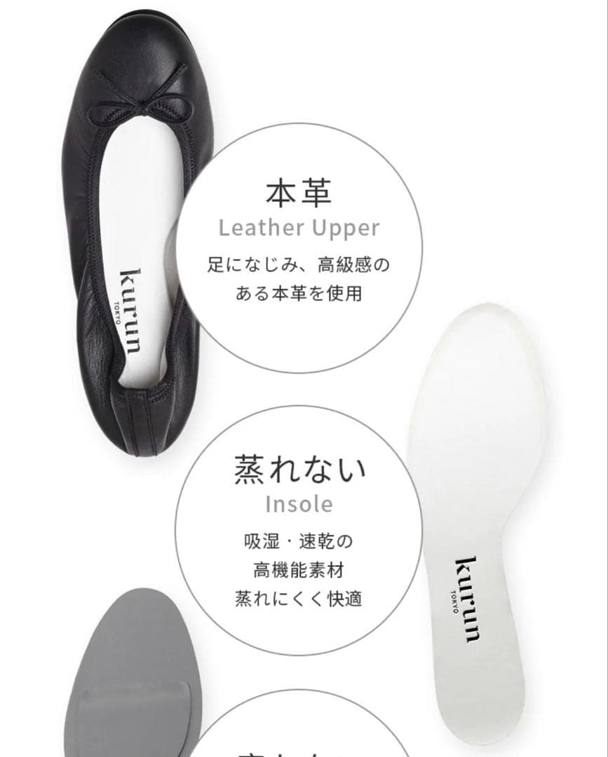 kurun TOKYO クルン グレー 本革 パンプス23cm 防水 スムース