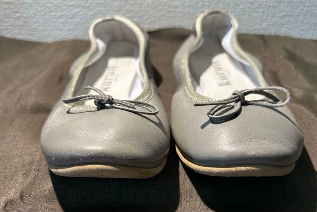 kurun TOKYO クルン グレー 本革 パンプス23cm 防水 スムース