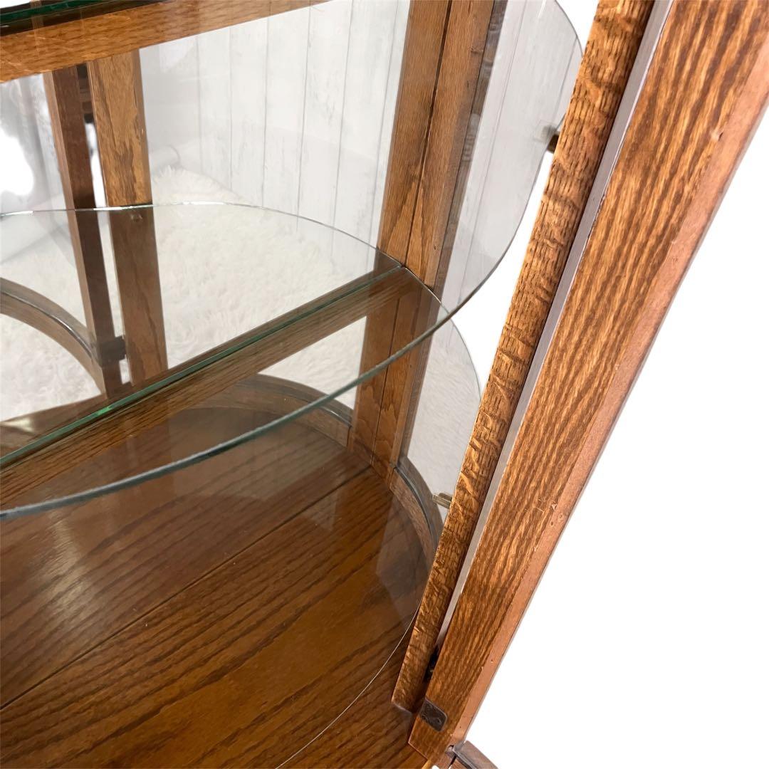 ガラスキャビネット　ドラゴンクロウ　脚　ハーフムーン型 アンティーク　オーク