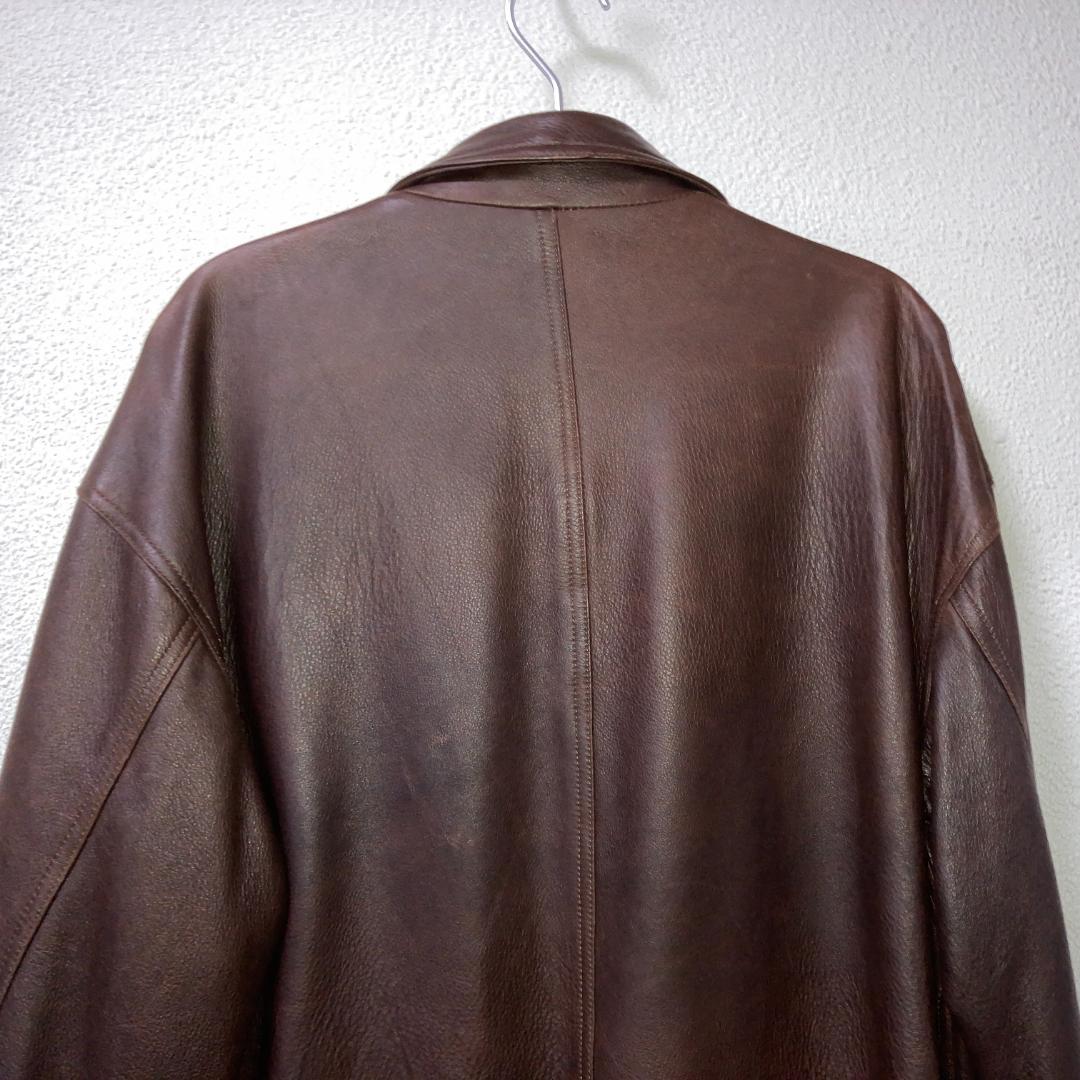 90s〜00s頃　古着 羊革 ラムレザー シープスキン カーコート本革 L