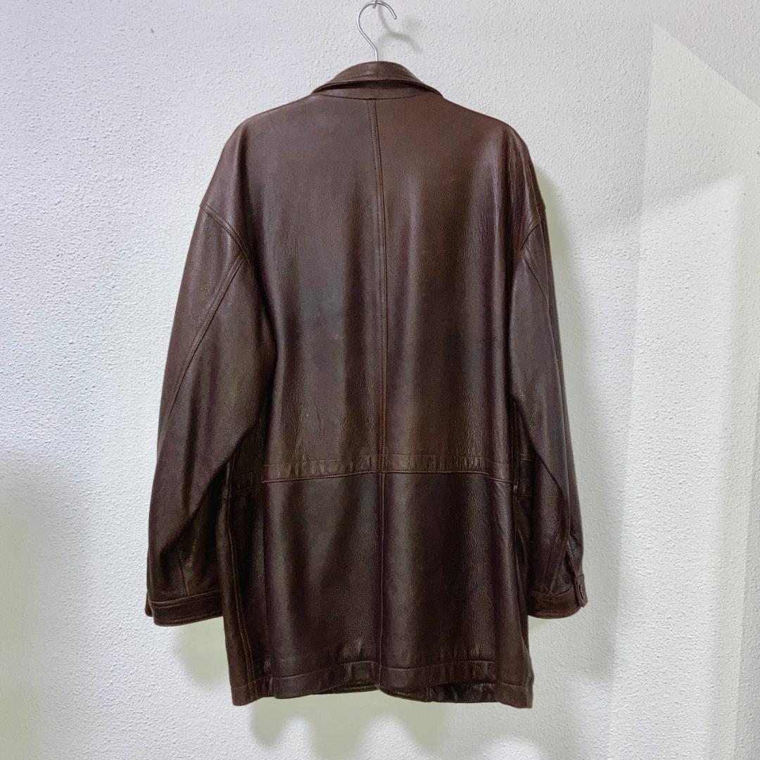 90s〜00s頃　古着 羊革 ラムレザー シープスキン カーコート本革 L