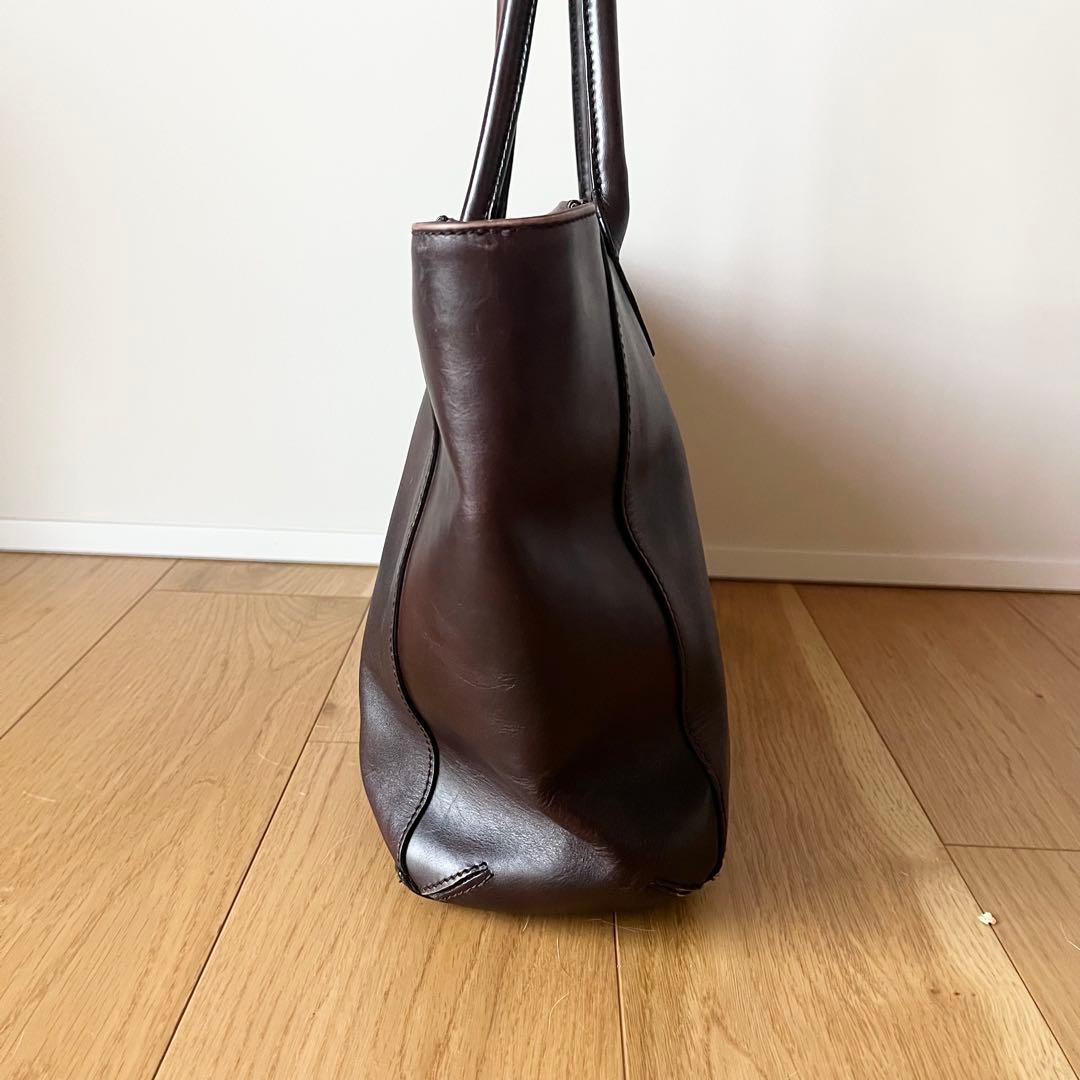 【美品】マザーハウス トートバッグ ビジネス 肩掛け A4 ブラウン レザー