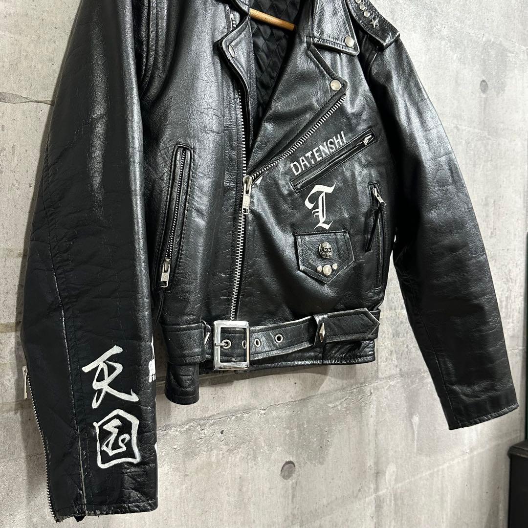 O*v様 ✦一点物カスタム✦ EEZAN 本革ライダースジャケット スカル ペイ
