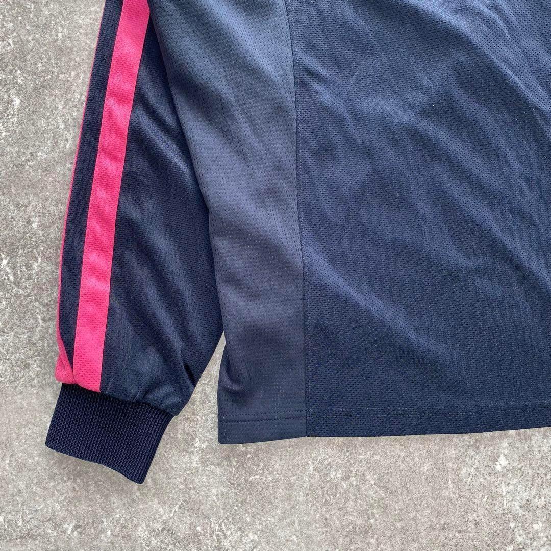 00's adidas セットアップジャージ【M】トラックジャケット　紺　ピンク