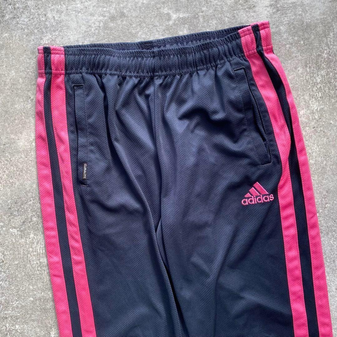 00's adidas セットアップジャージ【M】トラックジャケット　紺　ピンク