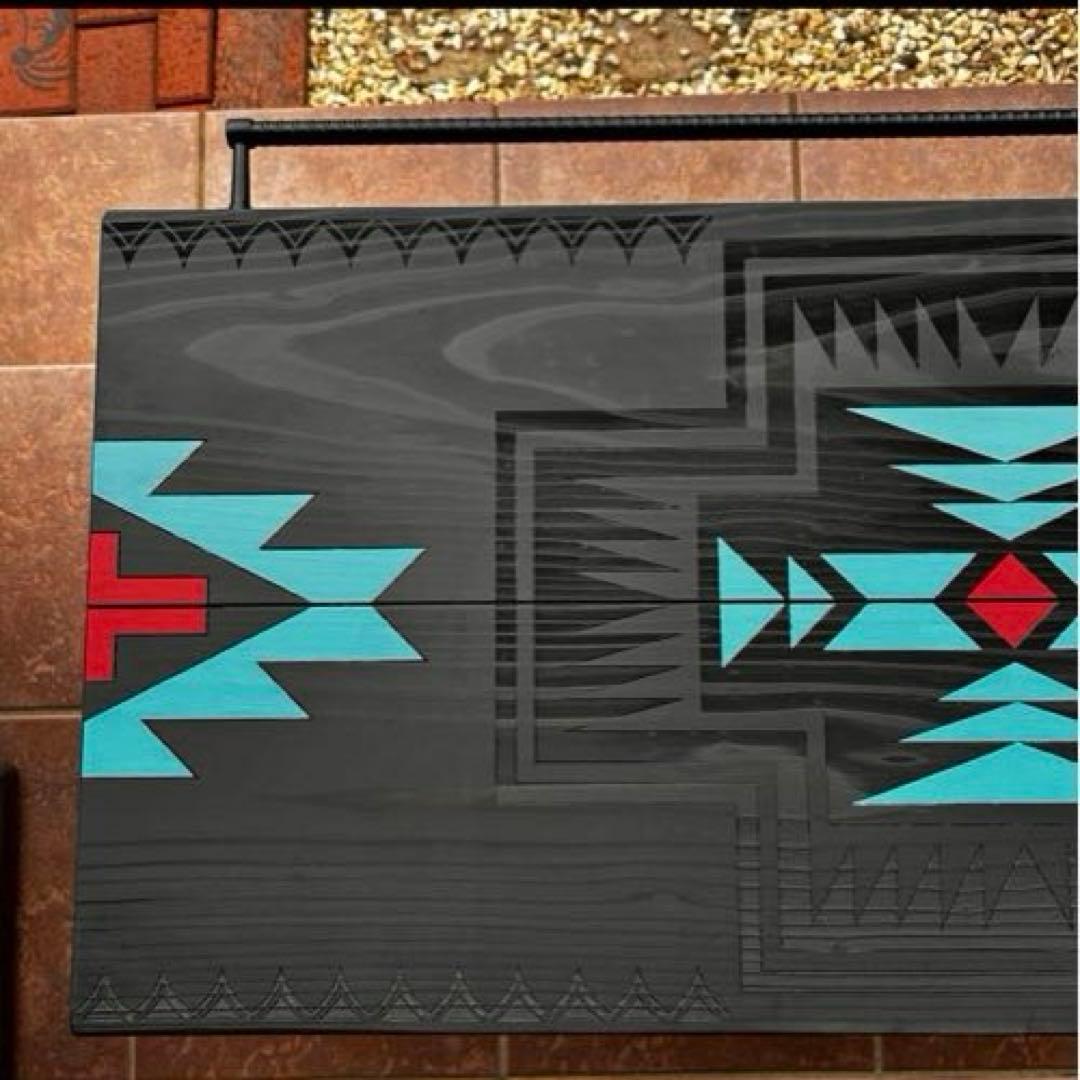 No.576 アイアンローテーブル オルテガテーブル　ネイティブ柄