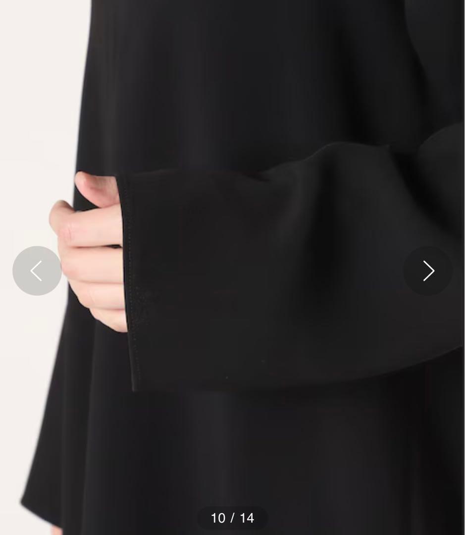 AP STUDIO スリットネックドレス ロングワンピース 3.5万 黒 長袖