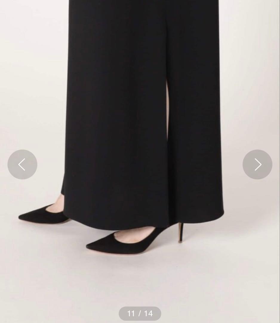 AP STUDIO スリットネックドレス ロングワンピース 3.5万 黒 長袖