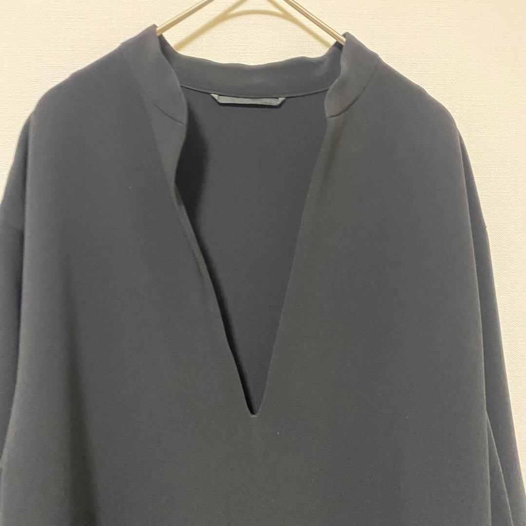 AP STUDIO スリットネックドレス ロングワンピース 3.5万 黒 長袖