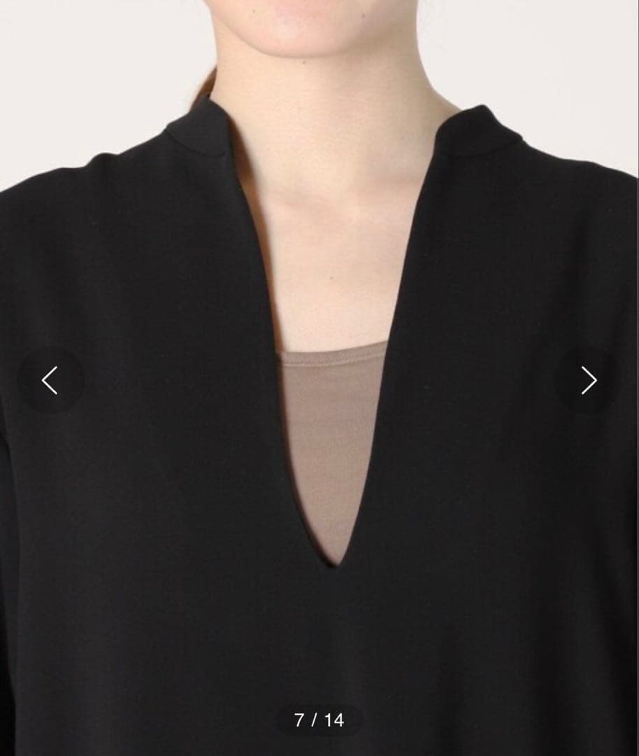 AP STUDIO スリットネックドレス ロングワンピース 3.5万 黒 長袖