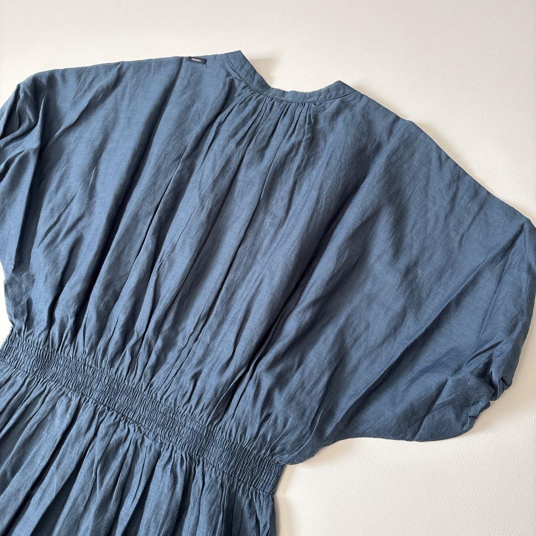 Sマックスマーラ ロングワンピース ギャザードレス 大きいサイズ 2XL マキシ