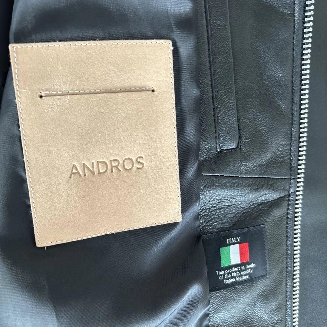 【新品未使用】 ANDROS ブラック レザージャケット ラムスキン