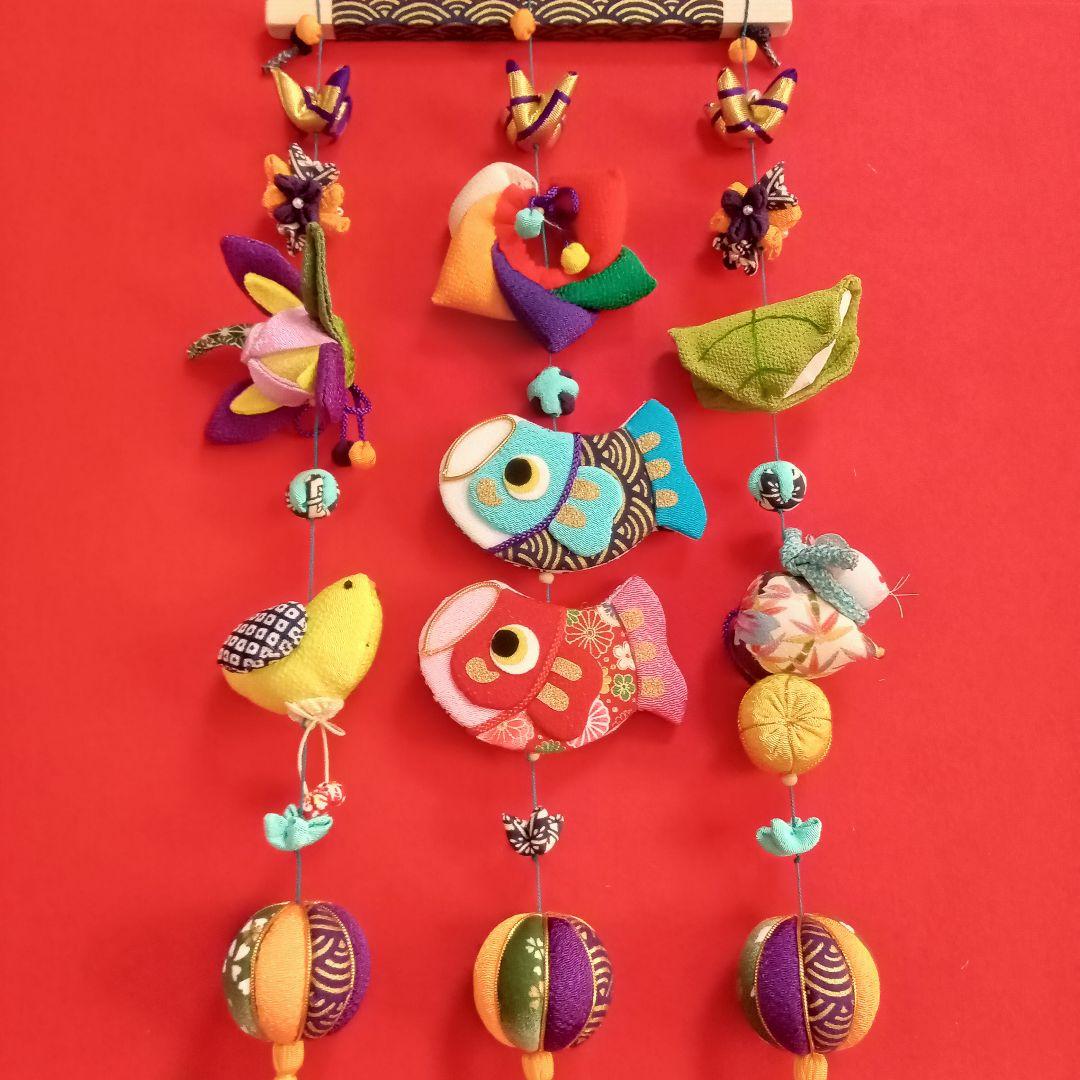 ちりめん細工✿端午の節句⁠の鯉のぼり✿つるし飾り（黄）