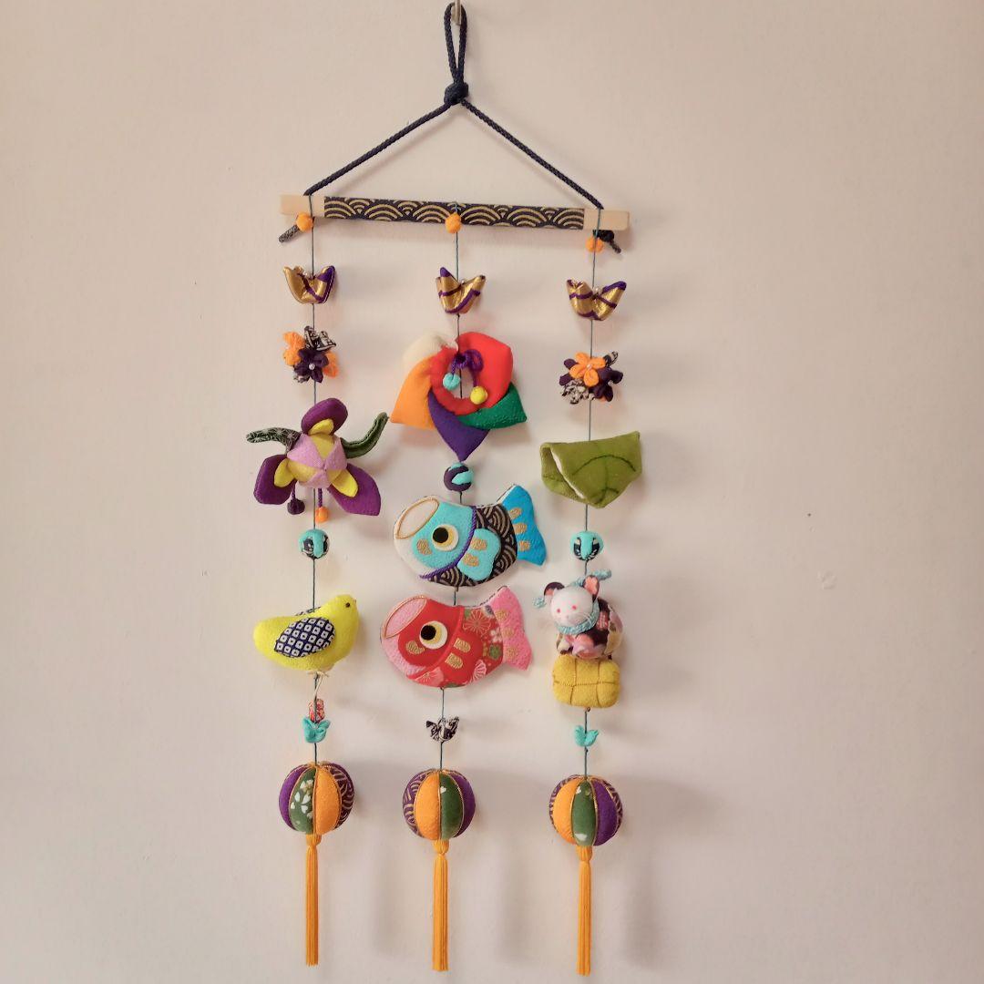 ちりめん細工✿端午の節句⁠の鯉のぼり✿つるし飾り（黄）