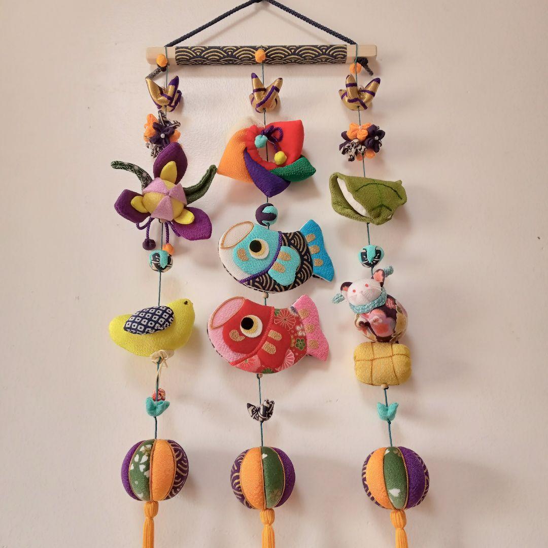 ちりめん細工✿端午の節句⁠の鯉のぼり✿つるし飾り（黄）