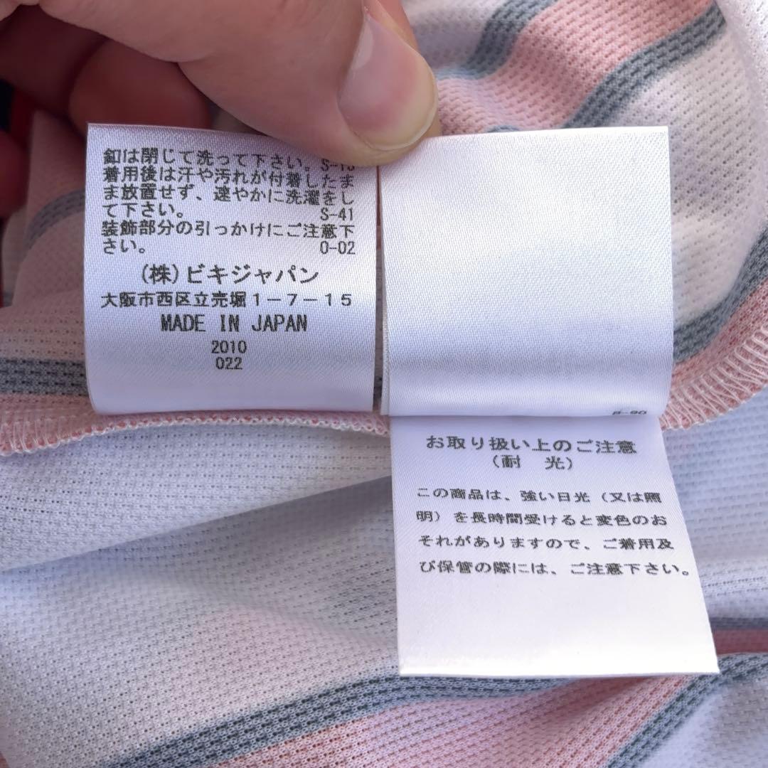 新品【archivio】ゴルフ ノースリーブ ポロシャツ ストライプ ロゴ 36