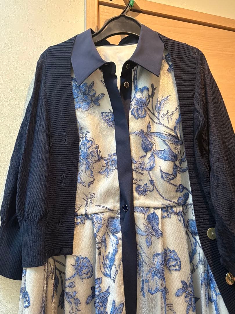 定価7万　グレースコンチネンタル　フラワー刺繍ボウタイドレス　新品　おまけつき