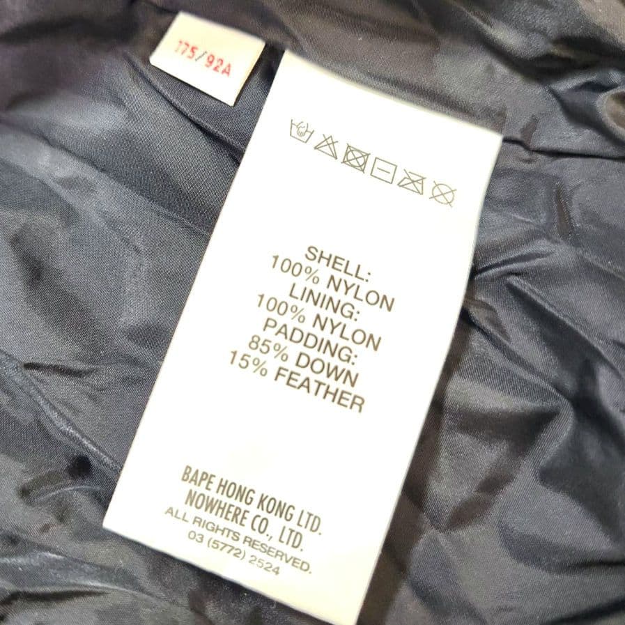 A BATHING APE　アベイシングエイプ　ダウン　アウター　ブラック