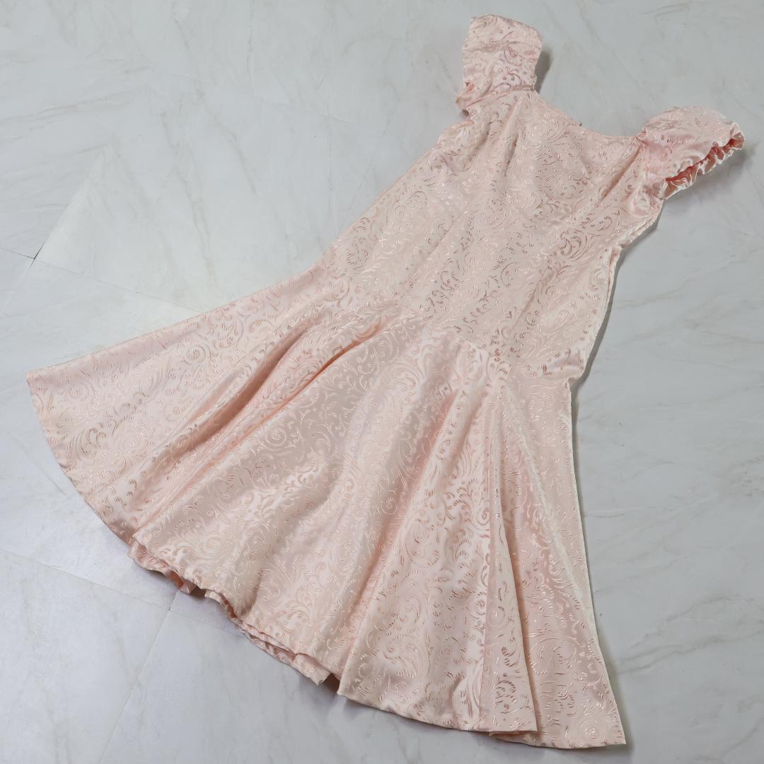 【フラダンス衣装】ピンク ワンピース ドレス 刺繍 光沢 キラキラ 華やか