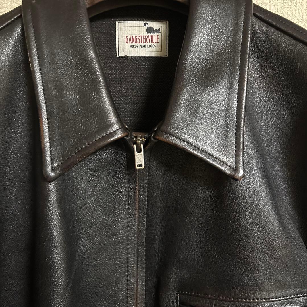 GANGSTERVILLE ブラックレザー ジャケット 牛革