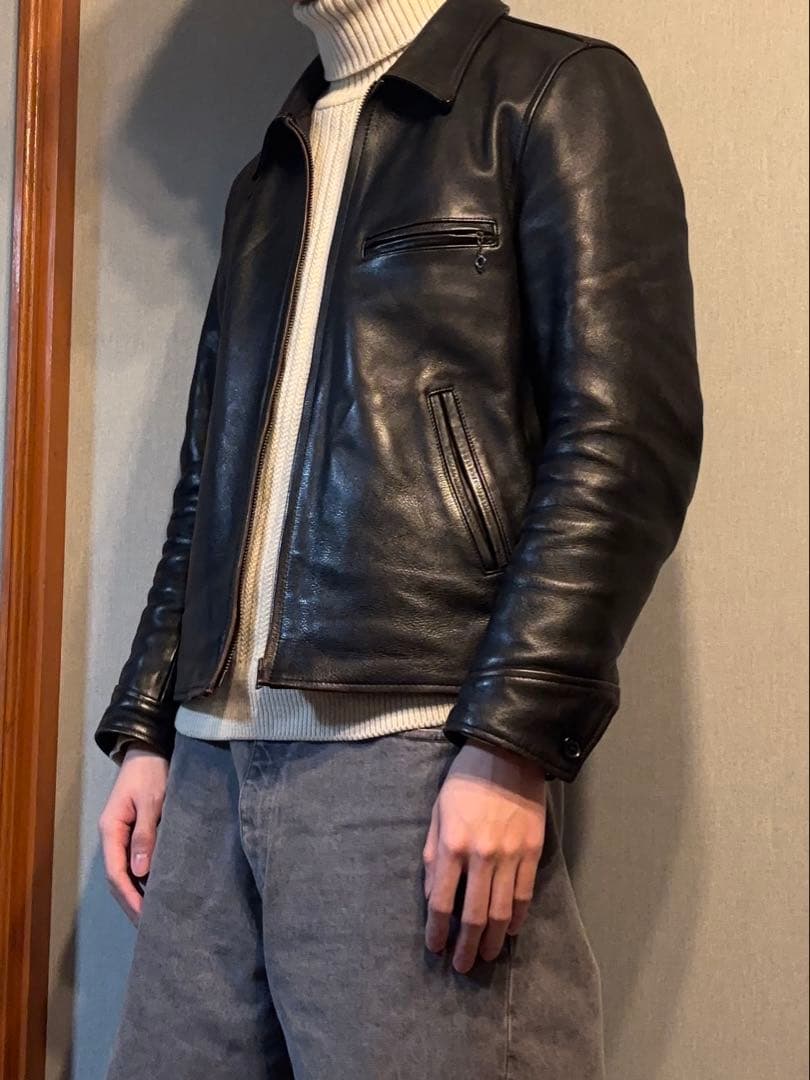 GANGSTERVILLE ブラックレザー ジャケット 牛革