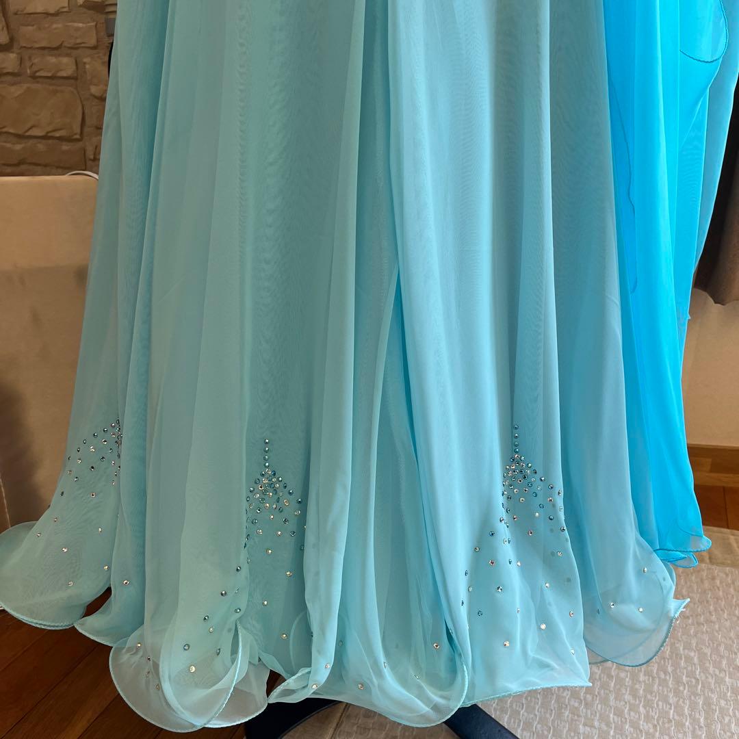 スタンダード ドレス チョーカー付き エメブルー 社交ダンス モダン