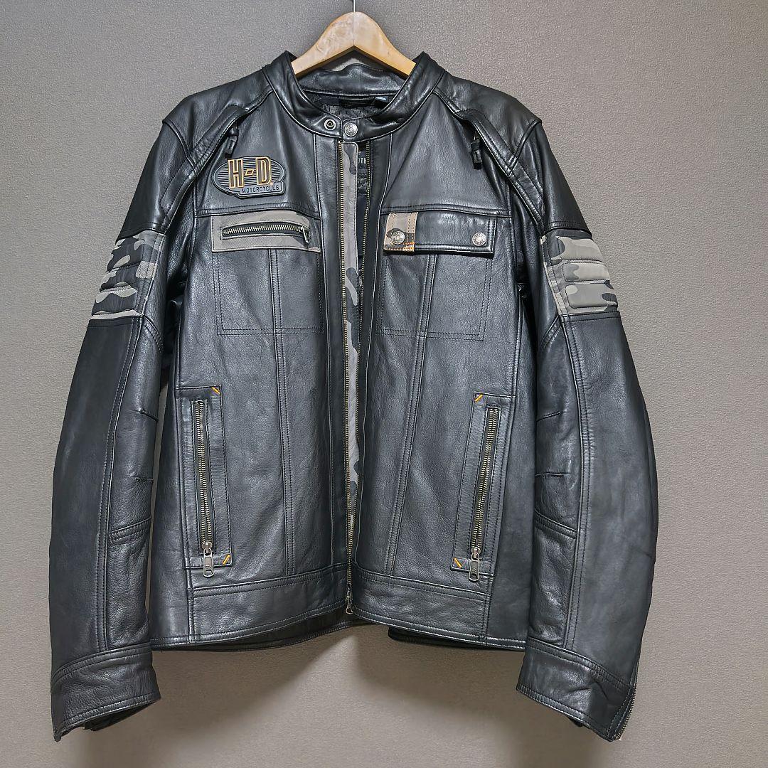 HARLEY-DAVIDSON ブラックシングルレザージャケット Lサイズ