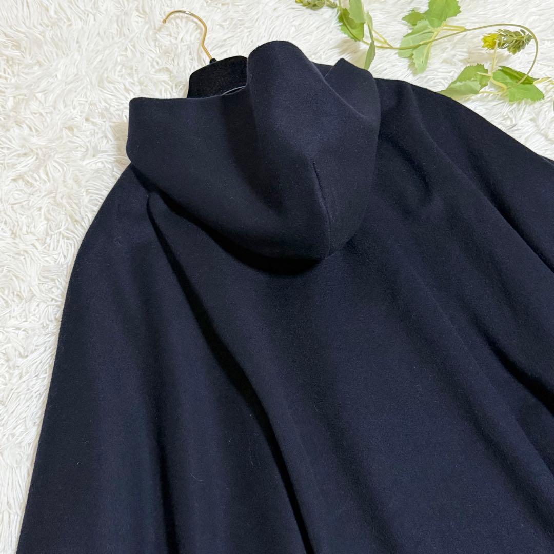 美品　yori　ポンチョコート　ウール100%　秋冬　ネイビー　38サイズ