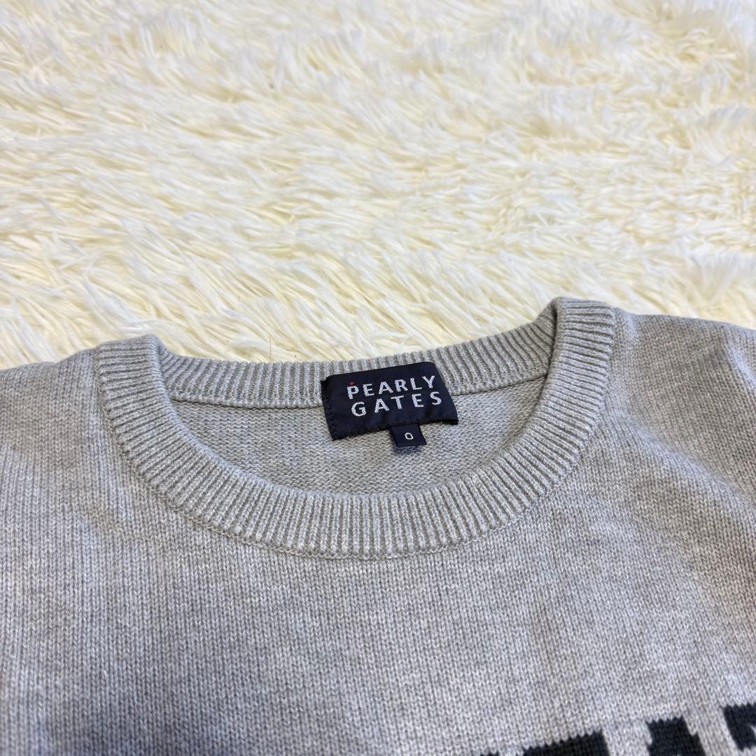 【パーリーゲイツ】美品 ニットセーター ニコちゃん グレー 0サイズ レディース