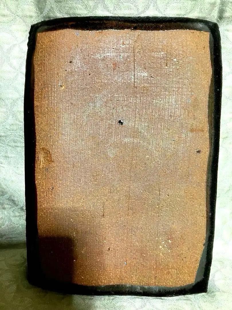 筑前笹田焼 平太郎窯 長四角皿 陶磁器陶芸手描き焼物 刻印有り 専用箱 書き物