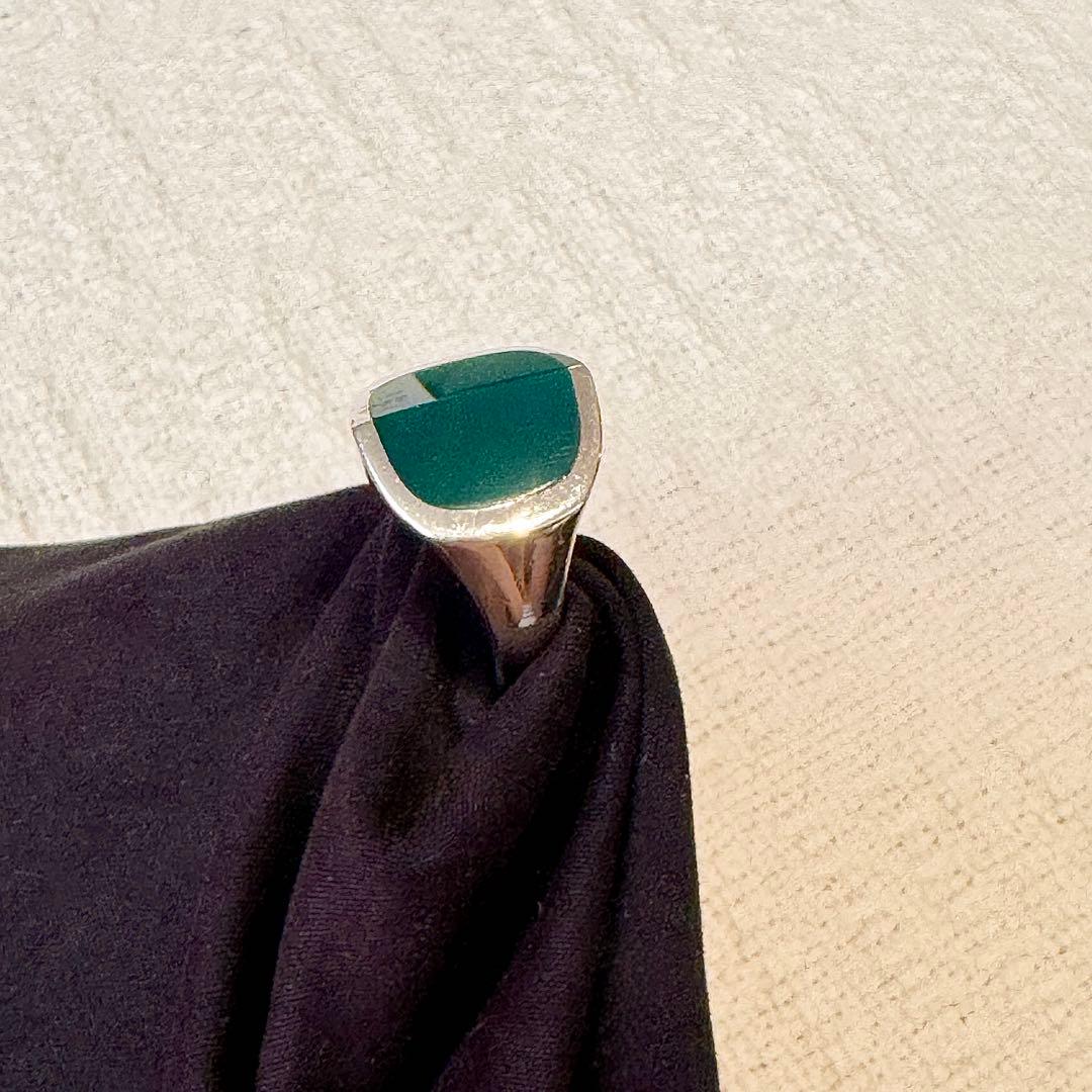 《美品》Hirotaka equinox グリーンアゲートリング M 13号