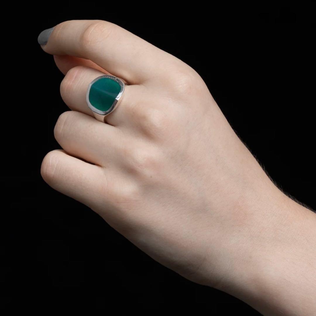 《美品》Hirotaka equinox グリーンアゲートリング M 13号