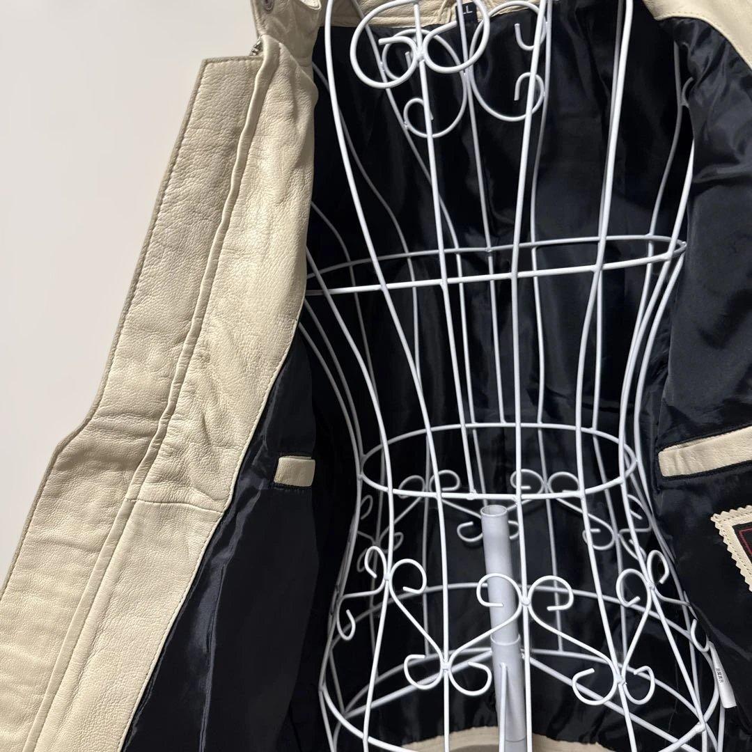 るー　訳あり／未使用アイボリー シングルライダースジャケット　サイズ42