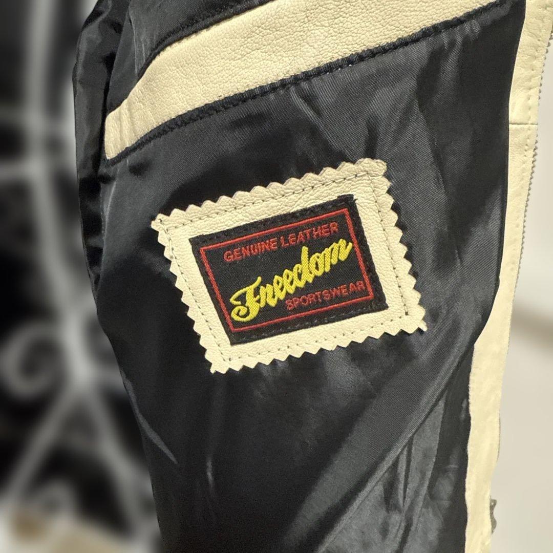 るー　訳あり／未使用アイボリー シングルライダースジャケット　サイズ42