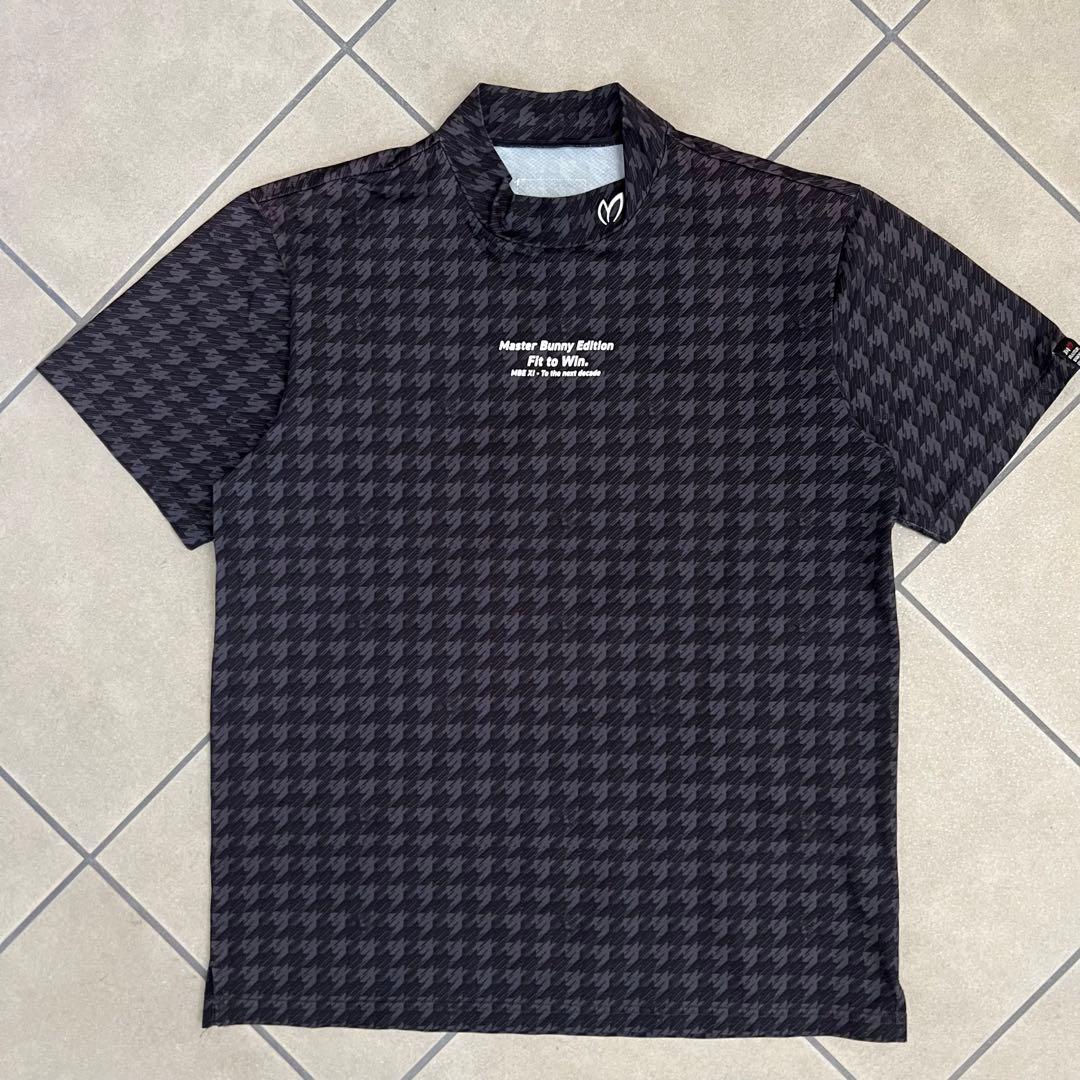 パーリーゲイツ　マスターバニー　千鳥柄　モックネック　半袖シャツ　メンズ　ゴルフ