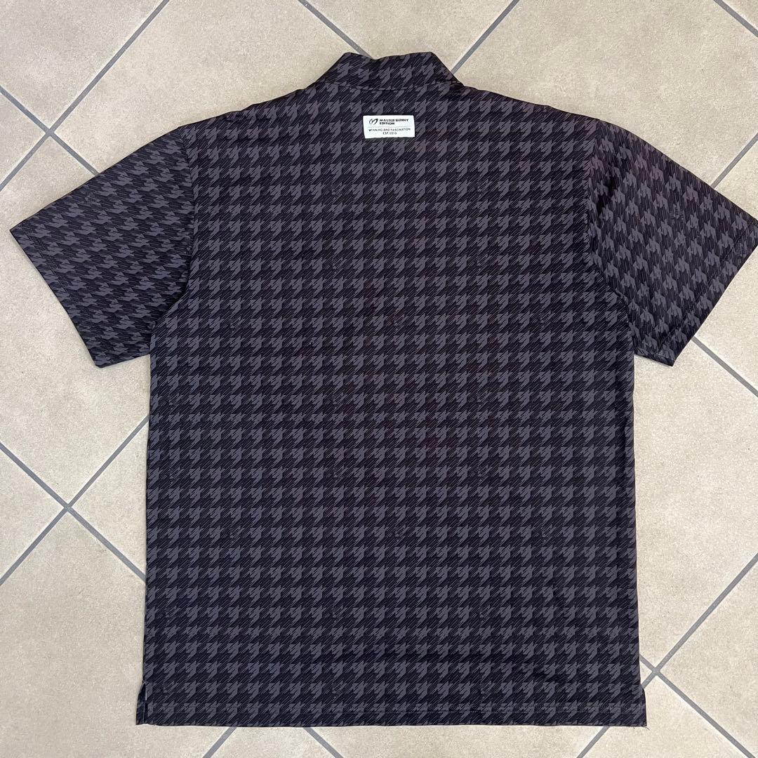 パーリーゲイツ　マスターバニー　千鳥柄　モックネック　半袖シャツ　メンズ　ゴルフ