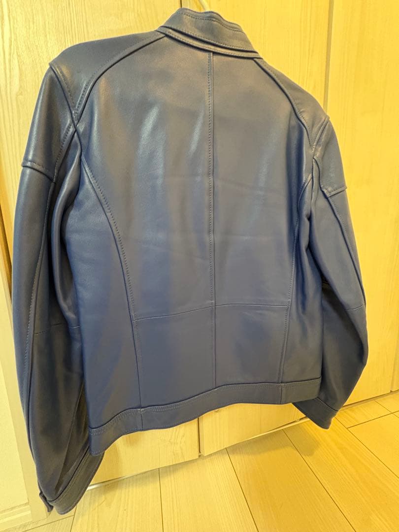 ブルー　レザー　ジャケット