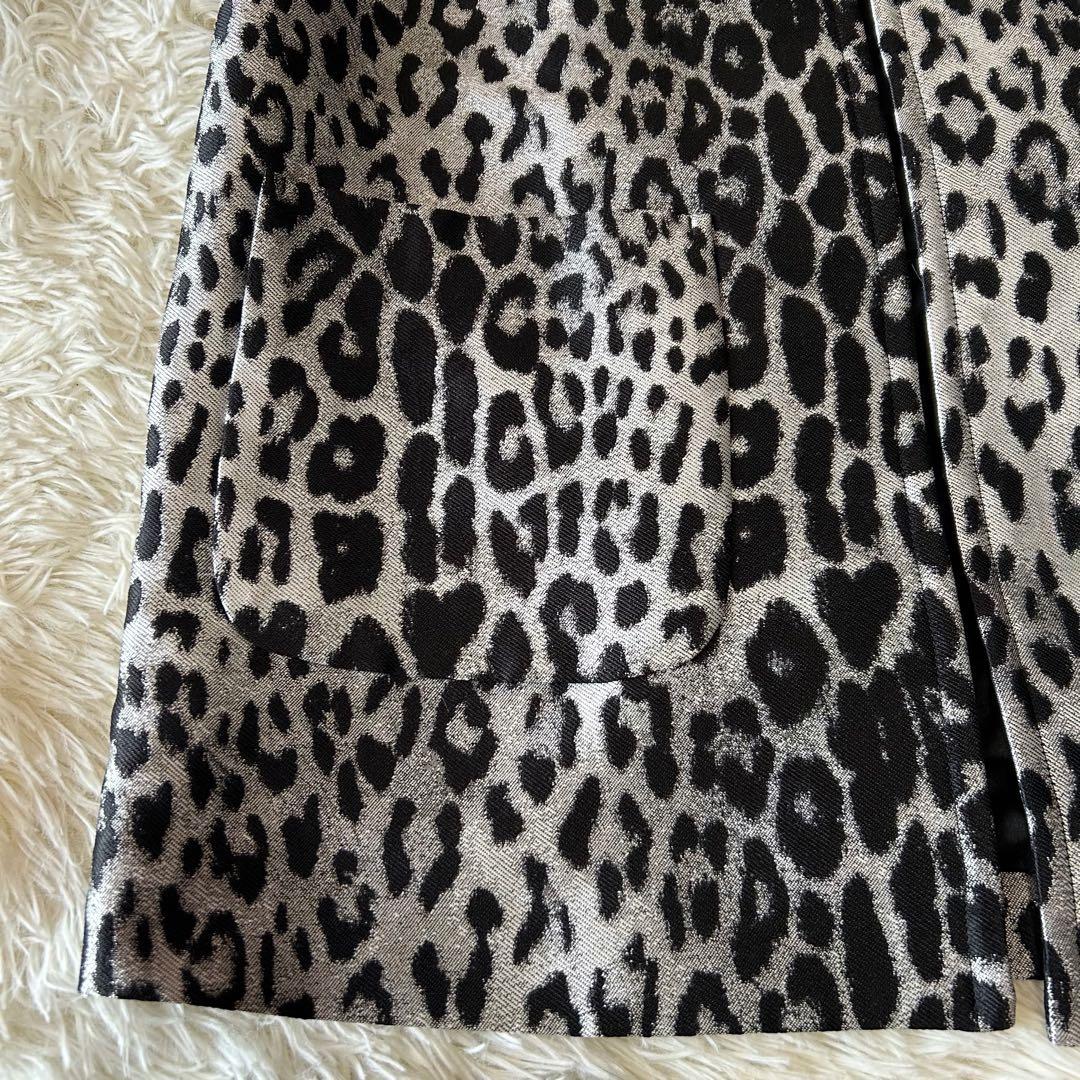 ✨未使用✨セオリーリュクス レオパード柄 ノーカラージャケット シルバー 38