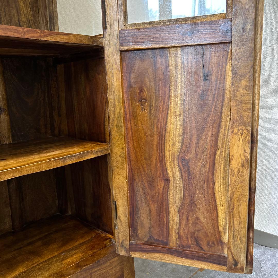 ヴィンテージ 食器棚 キャビネット ガラス　アンティーク　本棚　幅70㎝