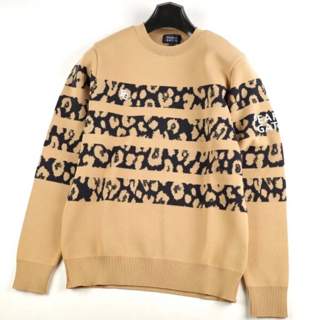 【PEARLY GATES】メンズ レオパード柄クルーネックニット プルオーバー