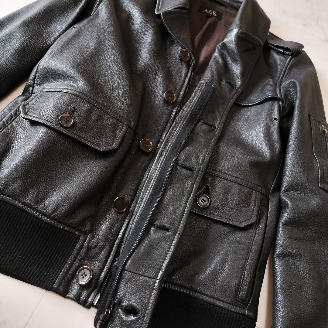 希少 A.P.C. ディアスキンレザージャケット XS 鹿革 ブラック A-2