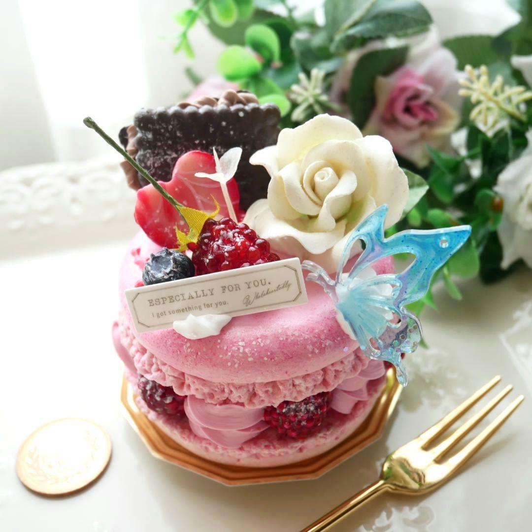 ◆フェイクスイーツ◆ホワイトローズ＆ベリーの♡マカロン＊リスケーキ◆リアルサイズ