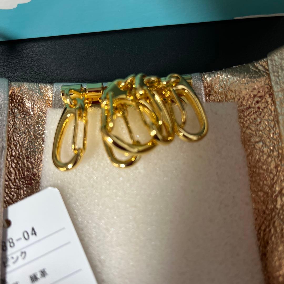 ［新品］☆ツモリチサト☆ マルチドット(ピンクゴールド)キーケース 、本革、ネコ