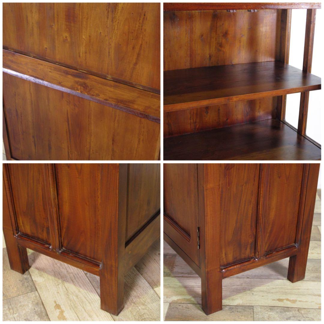 F 新品 アジアン キャビネット リビング収納 書斎 本棚 食器棚 カントリー