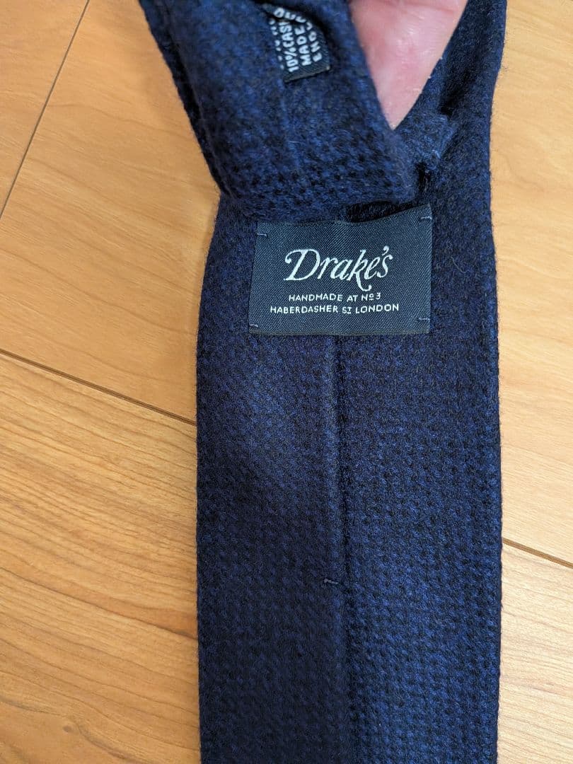 Drake's ネイビー ウール ネクタイ