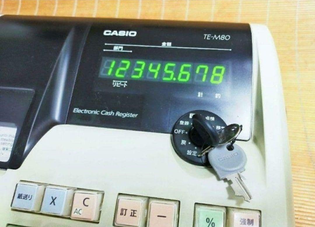カシオレジスター　TE-M80　中古品　人気機種感熱紙　送料無料　801235