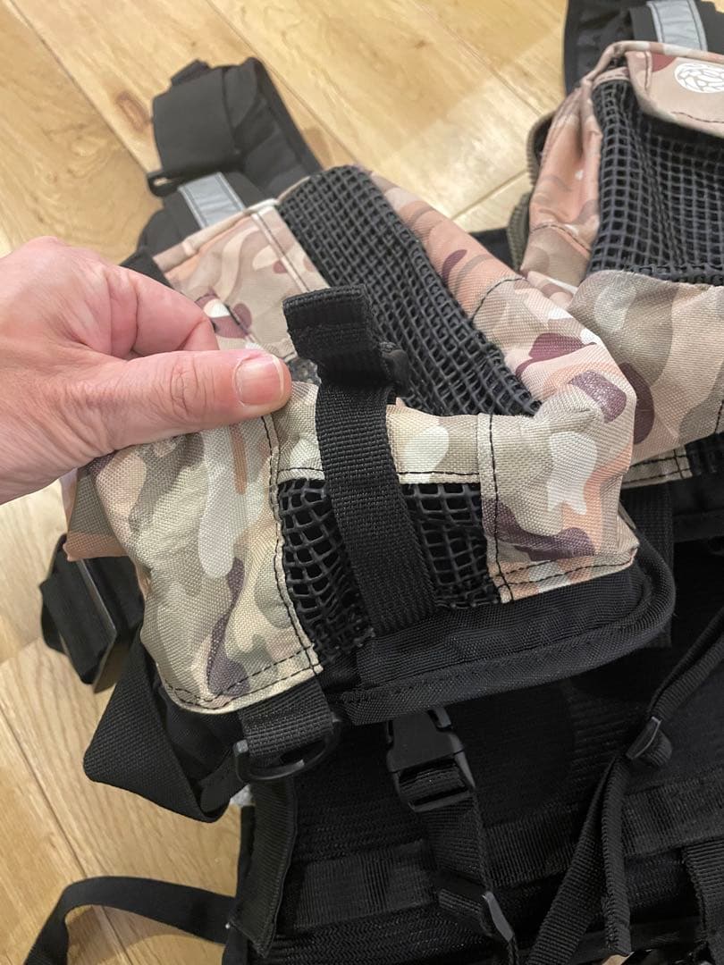 RBB ゲームベスト 迷彩　ウエストベルト付き、リーニアロッドホルダー